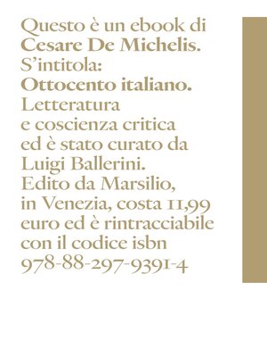 cover image of Ottocento italiano
